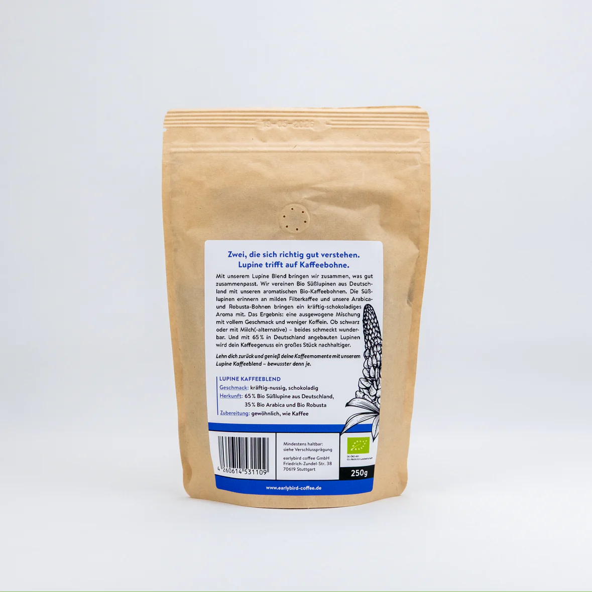 Earlybird coffee Bio Lupine Kaffeeblend gemahlen, 250 g - Image 2