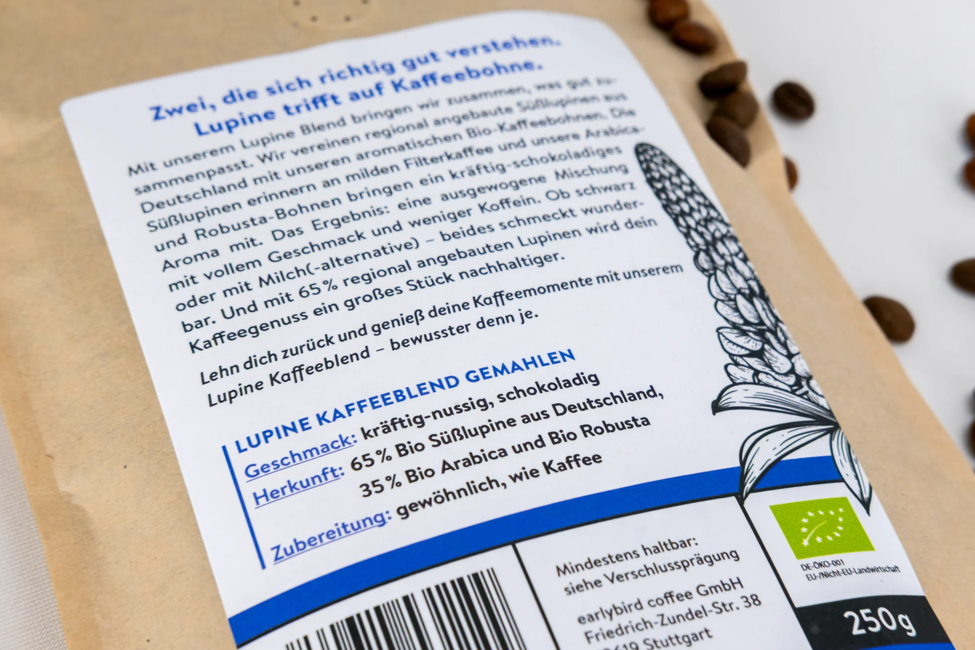 Earlybird coffee Bio Lupine Kaffeeblend gemahlen, 250 g - Image 3