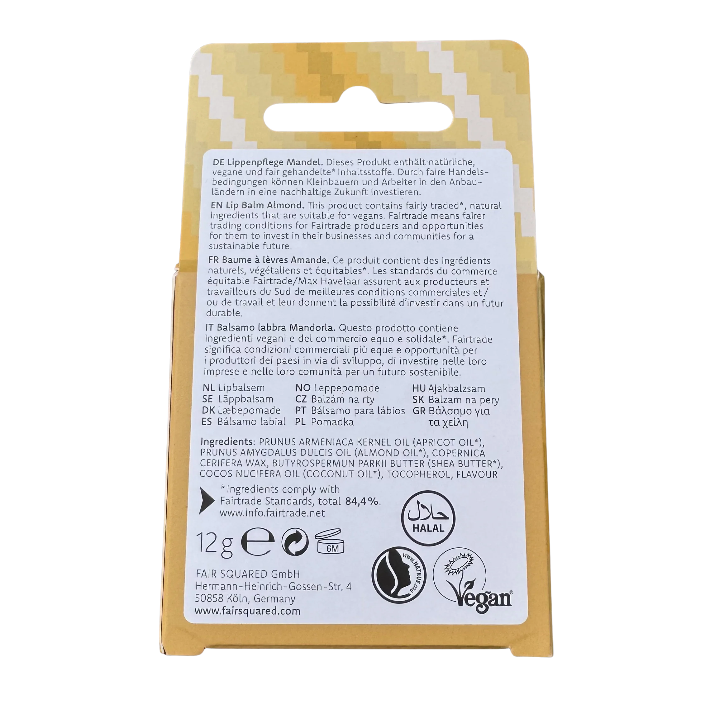 FAIR SQUARED Lip Balm Almond - Vegan & Halal, 12 gr - Image 2